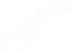 一个伸出的手面朝上握住DNA双螺旋的末端